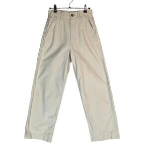 Buck Mason Women Pant 25 Cream High Rise Straight Leg Cotton Twill